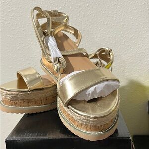 PrettyLittleThing Gold Espadrille Sandals